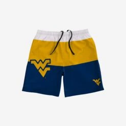 FOCO West Virginia Mountaineers 3 Stripe Big Logo Swimming Trunks -Fashion General Store SRTNC3SBLTSMTKWV g3