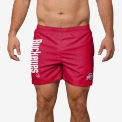 FOCO Ohio State Buckeyes Solid Wordmark 5.5" Swimming Trunks