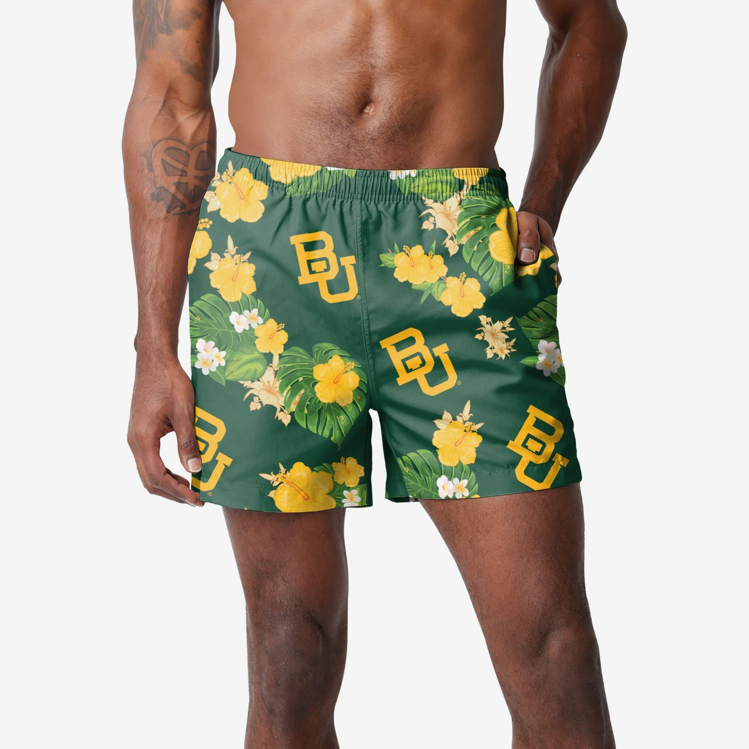 FOCO Baylor Bears Floral Swimming Trunks 1 FOCO Baylor Bears Floral Swimming Trunks