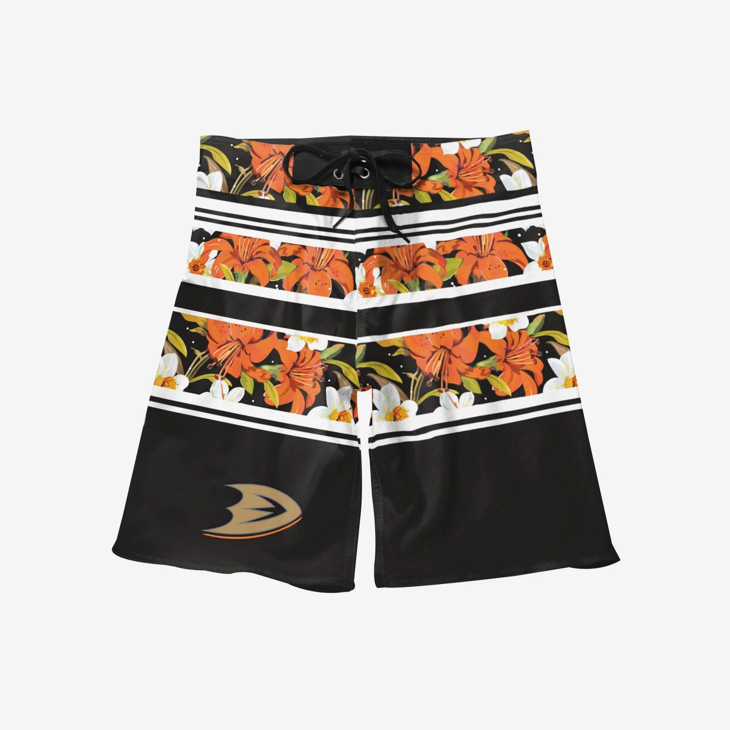 FOCO Anaheim Ducks Floral Stripe Boardshorts 3 FOCO Anaheim Ducks Floral Stripe Boardshorts - Image 3