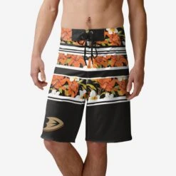 FOCO Anaheim Ducks Floral Stripe Boardshorts