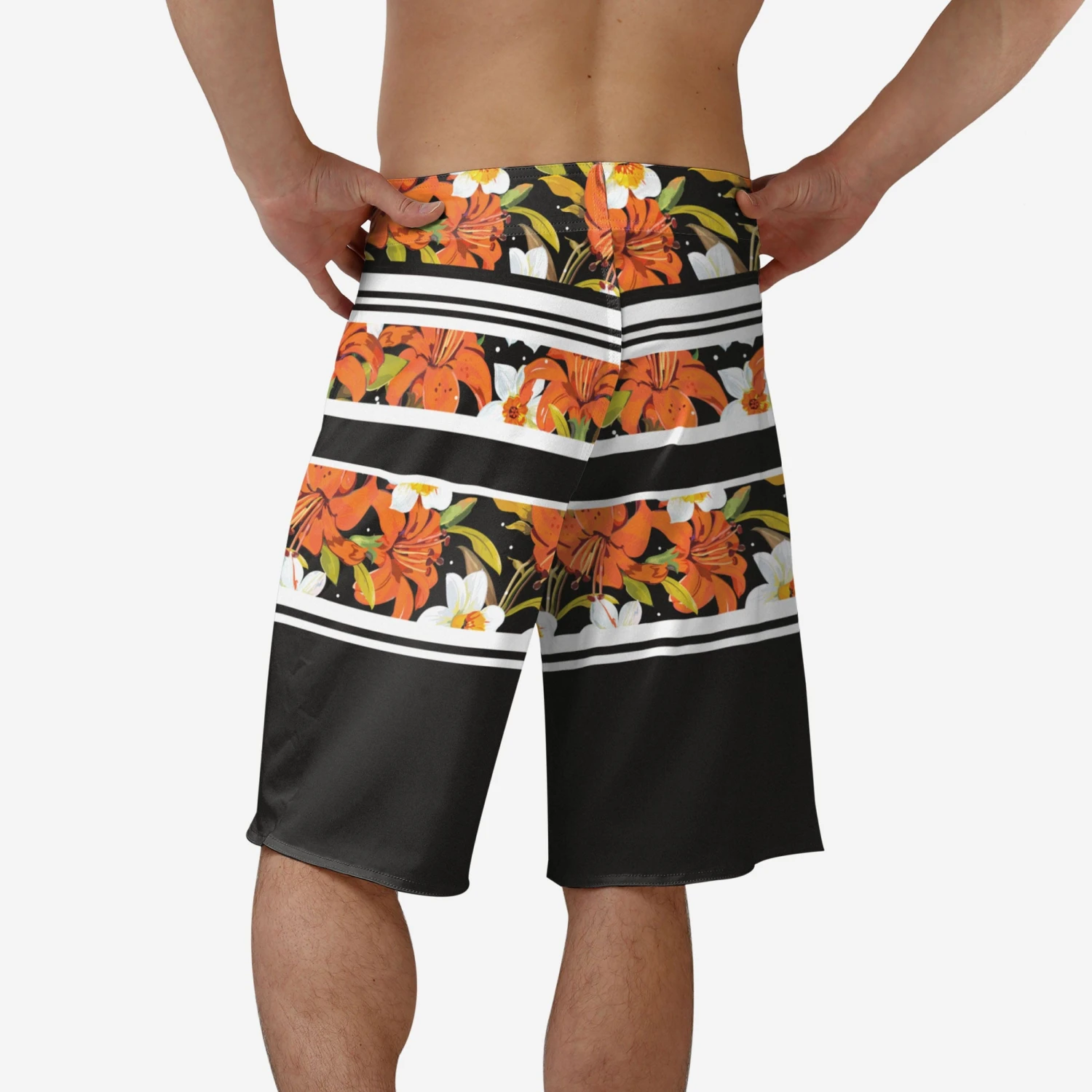 FOCO Anaheim Ducks Floral Stripe Boardshorts 2 FOCO Anaheim Ducks Floral Stripe Boardshorts - Image 2