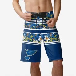 FOCO St Louis Blues Floral Stripe Boardshorts