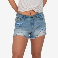 FOCO Buffalo Bills Womens Team Logo Denim Shorts