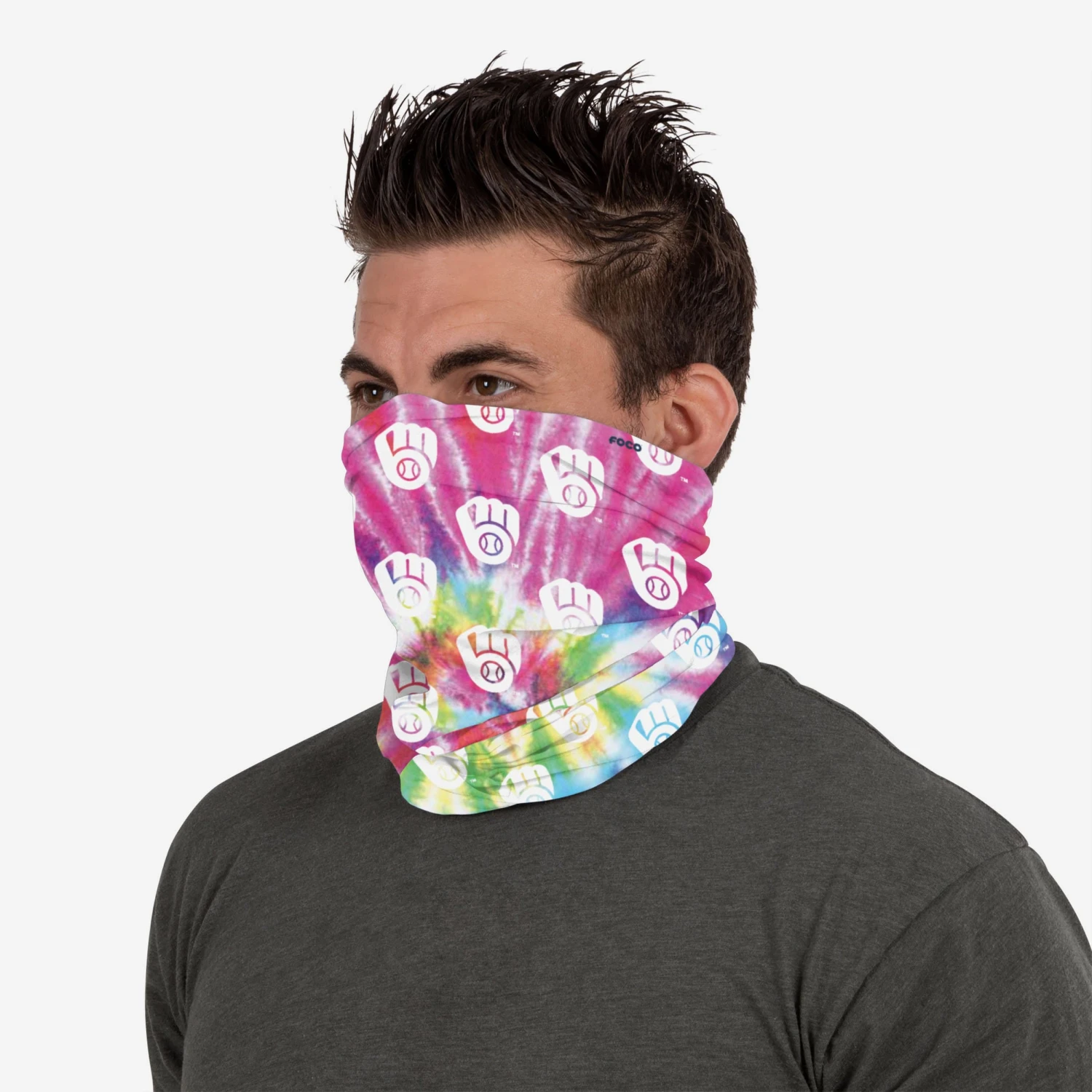 FOCO Milwaukee Brewers Pastel Tie-Dye Gaiter Scarf 4 FOCO Milwaukee Brewers Pastel Tie-Dye Gaiter Scarf - Image 4