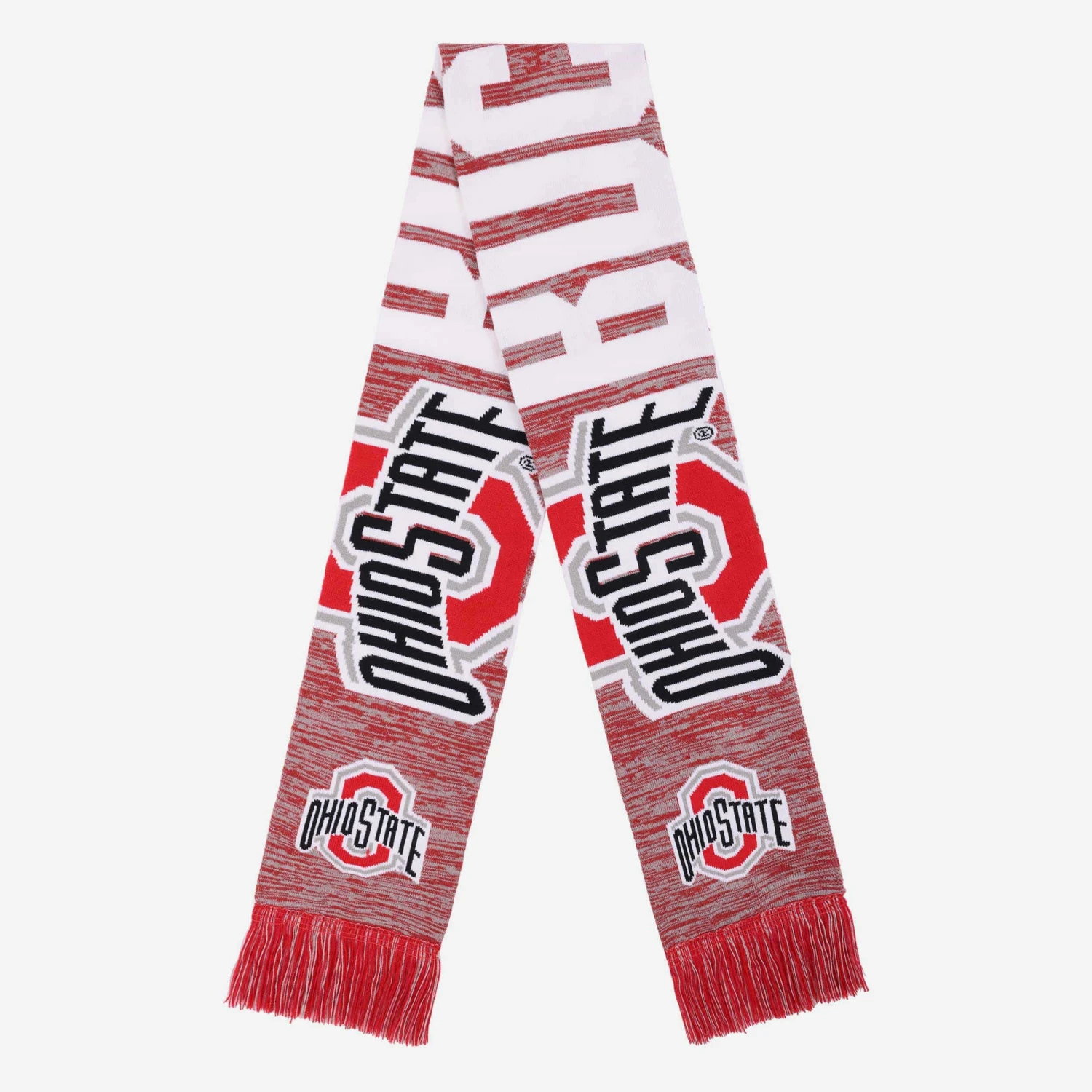 FOCO Ohio State Buckeyes Wordmark Big Logo Colorblend Scarf 1 FOCO Ohio State Buckeyes Wordmark Big Logo Colorblend Scarf