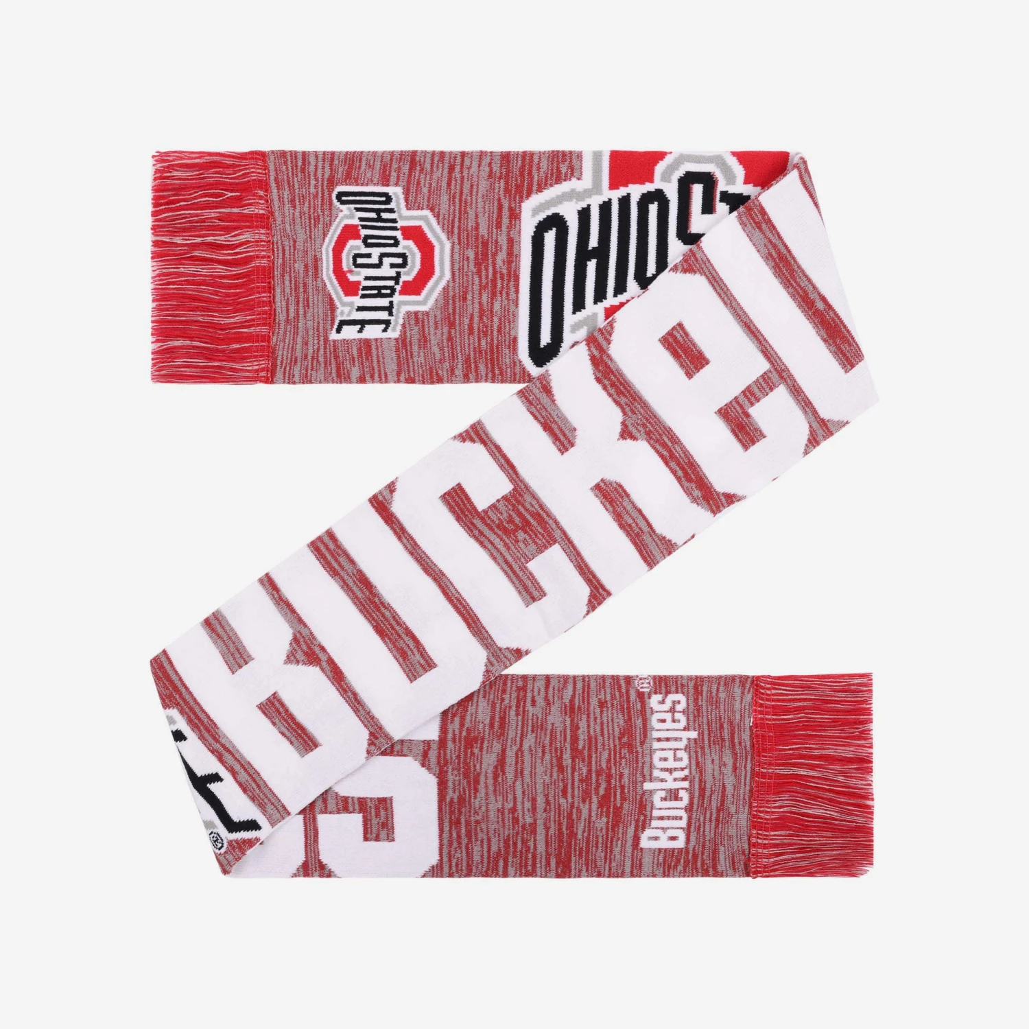 FOCO Ohio State Buckeyes Wordmark Big Logo Colorblend Scarf 2 FOCO Ohio State Buckeyes Wordmark Big Logo Colorblend Scarf - Image 2