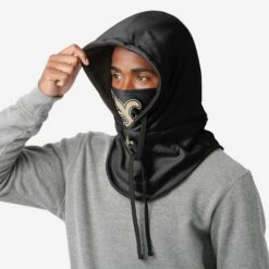 FOCO New Orleans Saints Black Drawstring Hooded Gaiter -Fashion General Store SVNFBLKDSHDNS g3