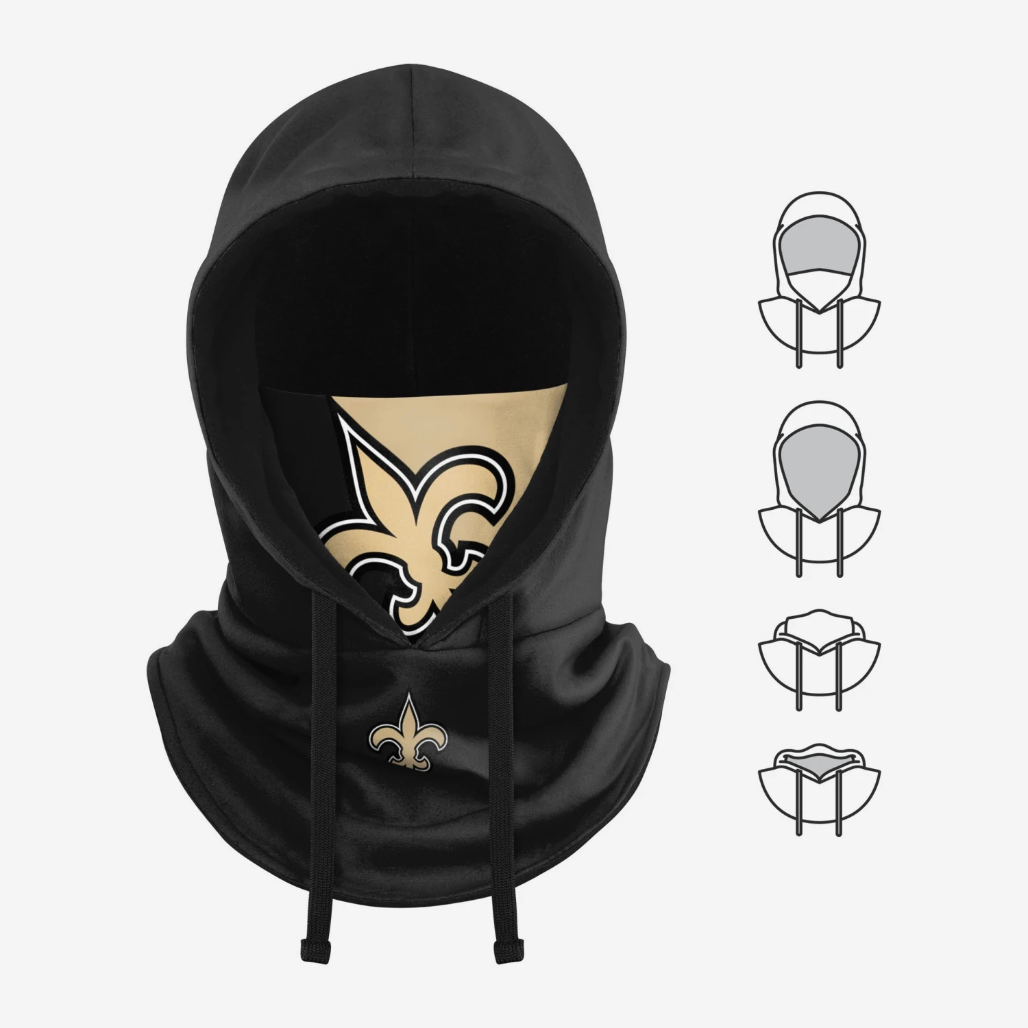 FOCO New Orleans Saints Drawstring Hooded Gaiter 5 FOCO New Orleans Saints Drawstring Hooded Gaiter - Image 5