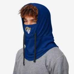 FOCO Los Angeles Rams Waffle Drawstring Hooded Gaiter -Fashion General Store SVNFWFDSHDSR g3
