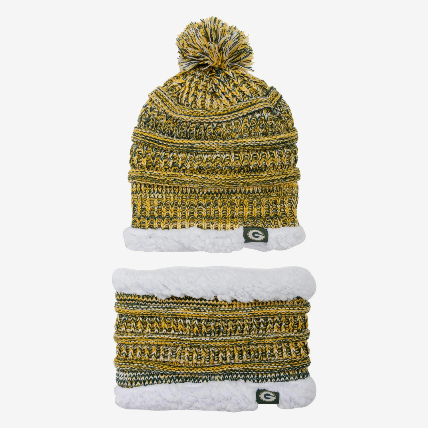 FOCO Green Bay Packers Womens Color Wave Chunky Beanie & Gaiter Scarf Set 2 FOCO Green Bay Packers Womens Color Wave Chunky Beanie & Gaiter Scarf Set - Image 2