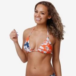 FOCO Denver Broncos Womens Paint Splash Bikini Top