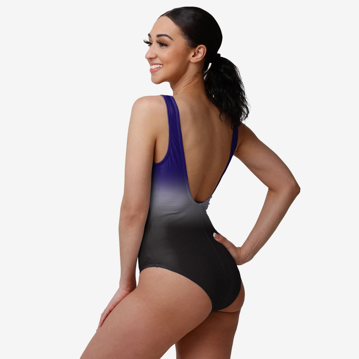 FOCO Baltimore Ravens Womens Gametime Gradient One Piece Bathing Suit 2 FOCO Baltimore Ravens Womens Gametime Gradient One Piece Bathing Suit - Image 2