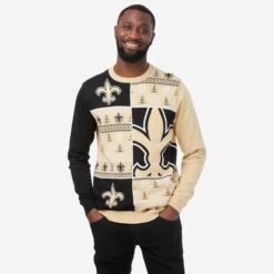 FOCO New Orleans Saints Busy Block Snowfall Sweater