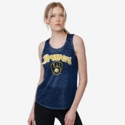 FOCO Milwaukee Brewers Womens Burn Out Sleeveless Top