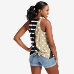 FOCO New Orleans Saints Womens Americana Tie-Breaker Sleeveless Top