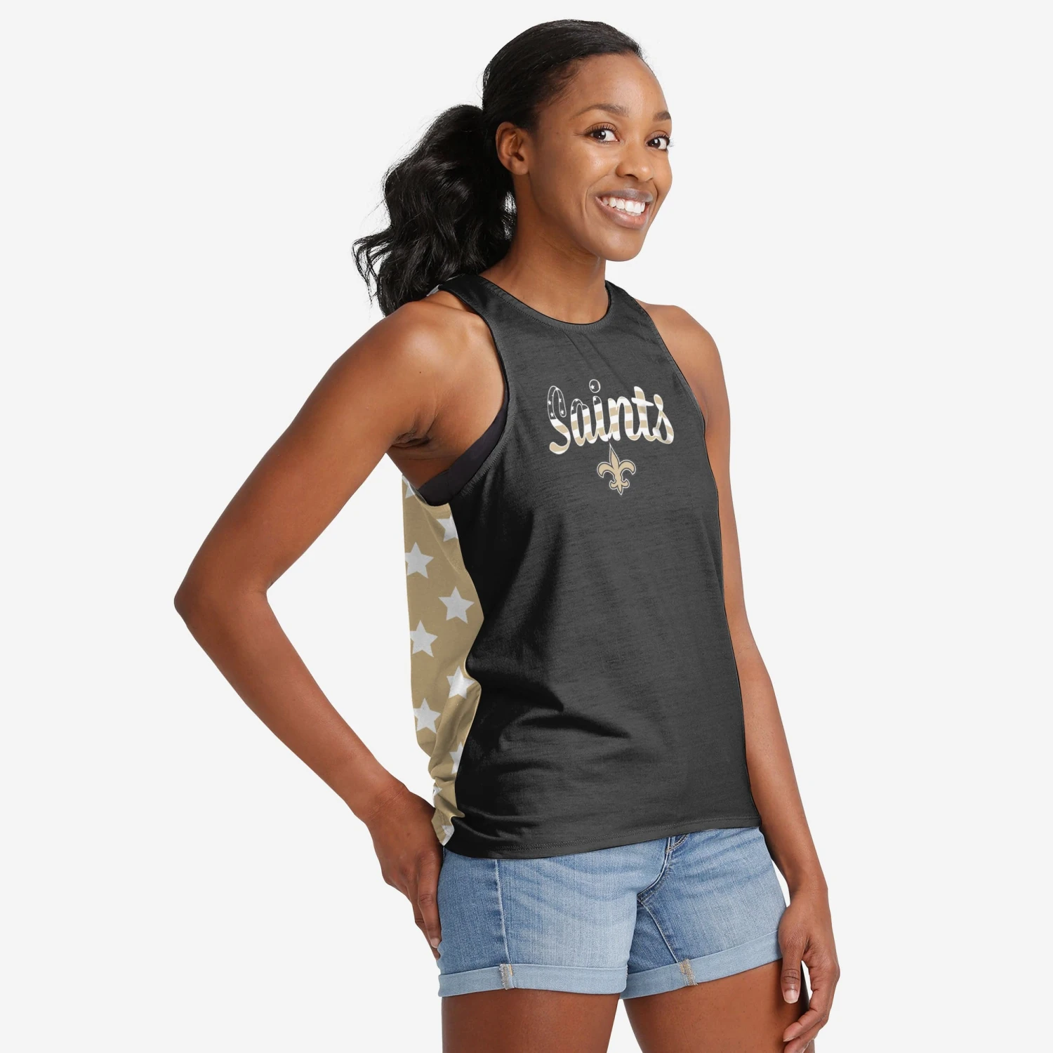 FOCO New Orleans Saints Womens Americana Tie-Breaker Sleeveless Top 2 FOCO New Orleans Saints Womens Americana Tie-Breaker Sleeveless Top - Image 2