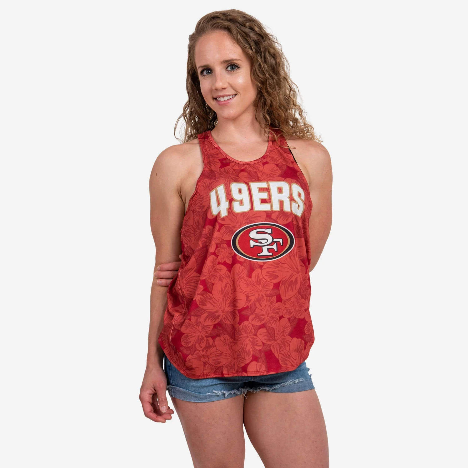 FOCO San Francisco 49ers Womens Hibiscus Twist Back Sleeveless Top 1 FOCO San Francisco 49ers Womens Hibiscus Twist Back Sleeveless Top