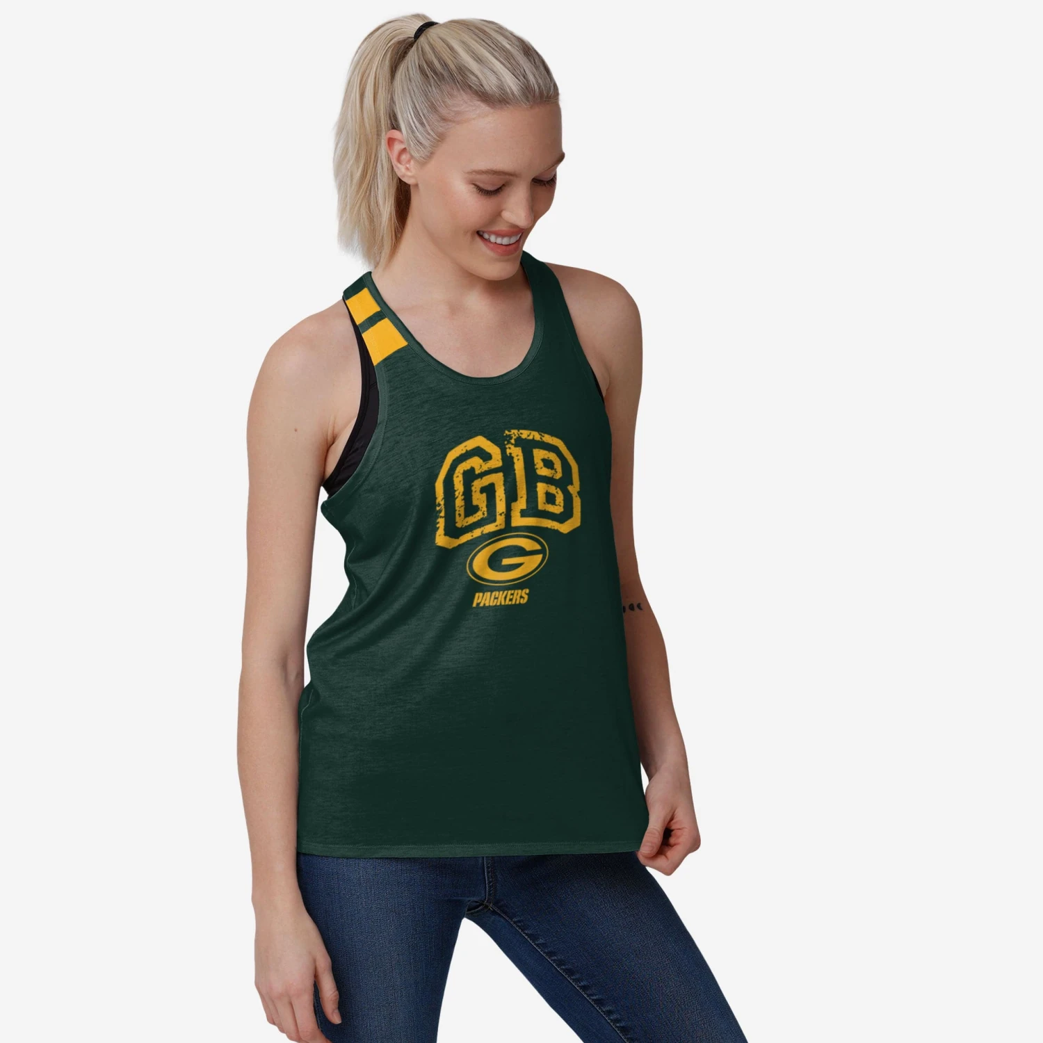 FOCO Green Bay Packers Womens Team Twist Sleeveless Top 1 FOCO Green Bay Packers Womens Team Twist Sleeveless Top