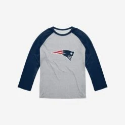 FOCO New England Patriots Gray Big Logo Raglan T-Shirt -Fashion General Store TSBBNFGRBLNP g3