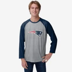 FOCO New England Patriots Gray Big Logo Raglan T-Shirt