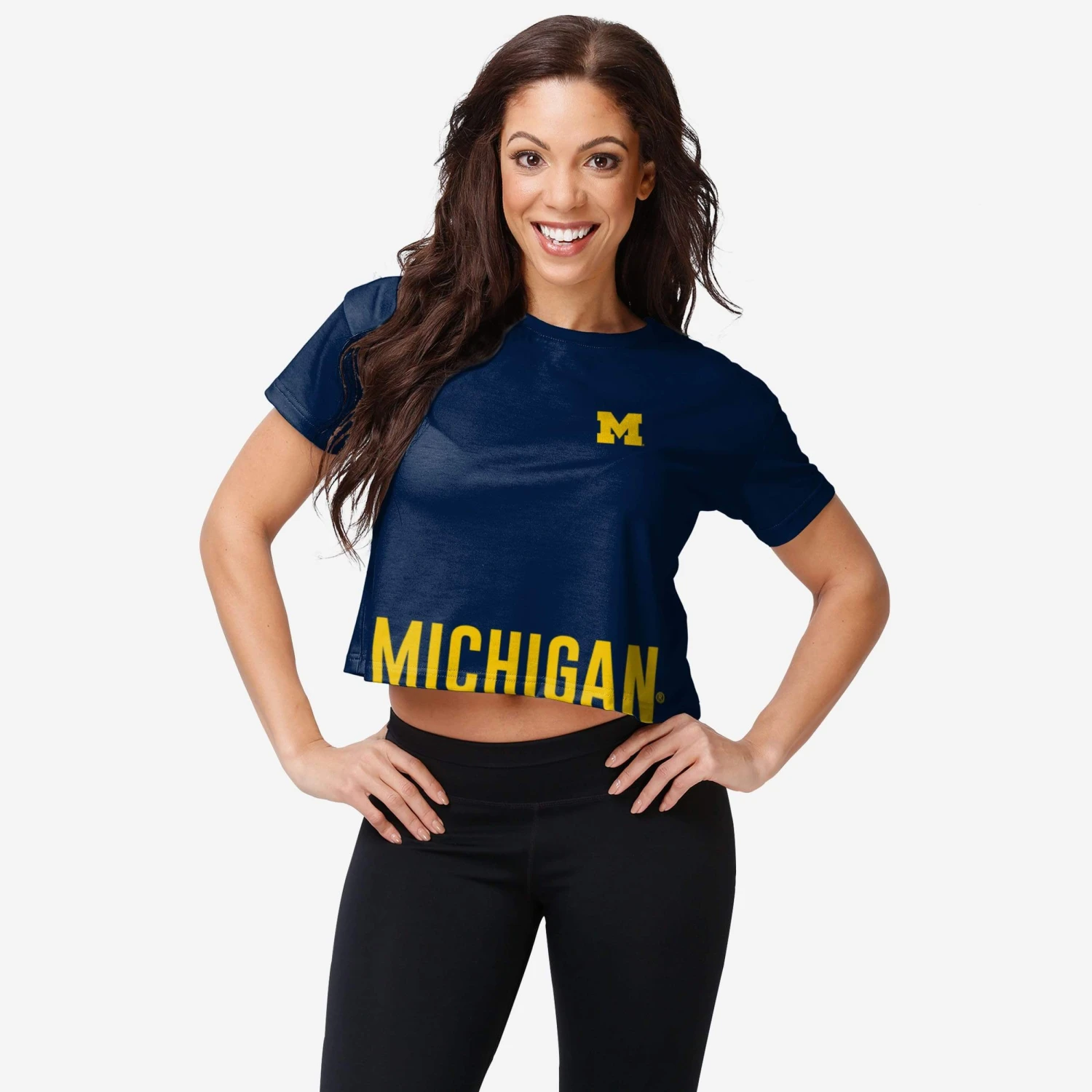 FOCO Michigan Wolverines Womens Bottom Line Crop Top 1 FOCO Michigan Wolverines Womens Bottom Line Crop Top