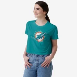 FOCO Miami Dolphins Womens Solid Big Logo Crop Top