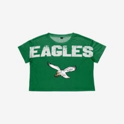 FOCO Philadelphia Eagles Kelly Green Womens Distressed Wordmark Crop Top -Fashion General Store TSCTNFWMDISRTRPE g3
