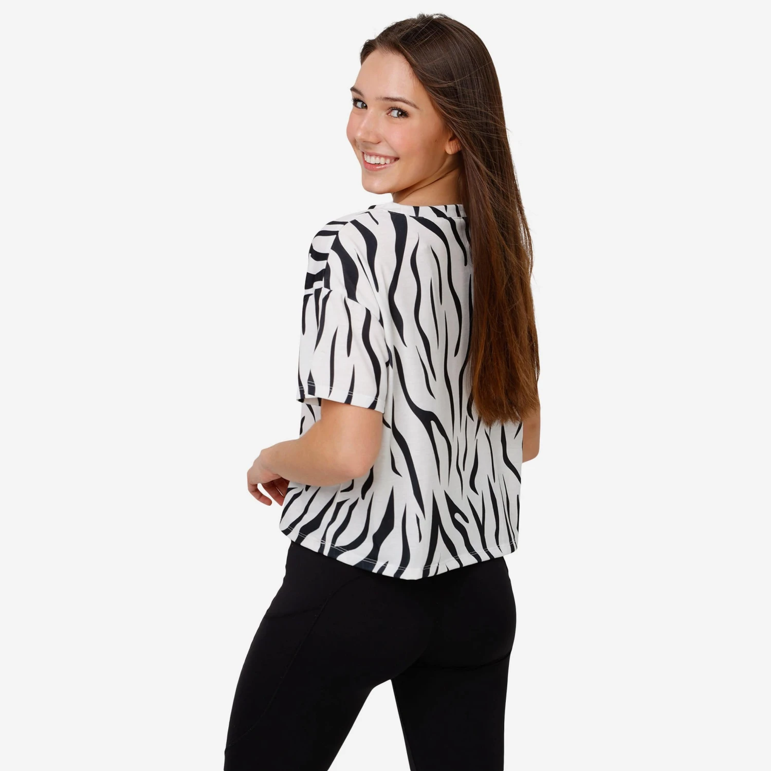 FOCO Cincinnati Bengals Womens White Stripe Crop Top 2 FOCO Cincinnati Bengals Womens White Stripe Crop Top - Image 2