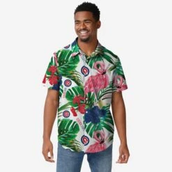 FOCO Chicago Cubs Flamingo Button Up Shirt