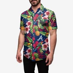 FOCO Atlanta Braves Floral Button Up Shirt