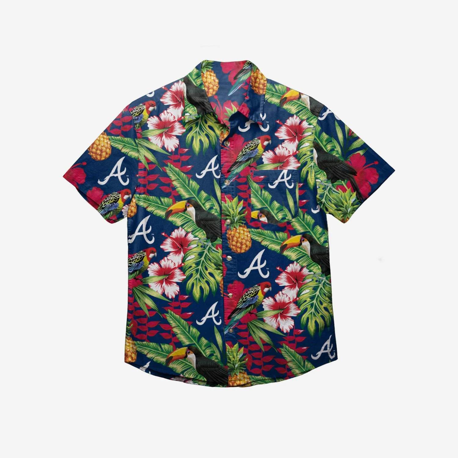 FOCO Atlanta Braves Floral Button Up Shirt 2 FOCO Atlanta Braves Floral Button Up Shirt - Image 2