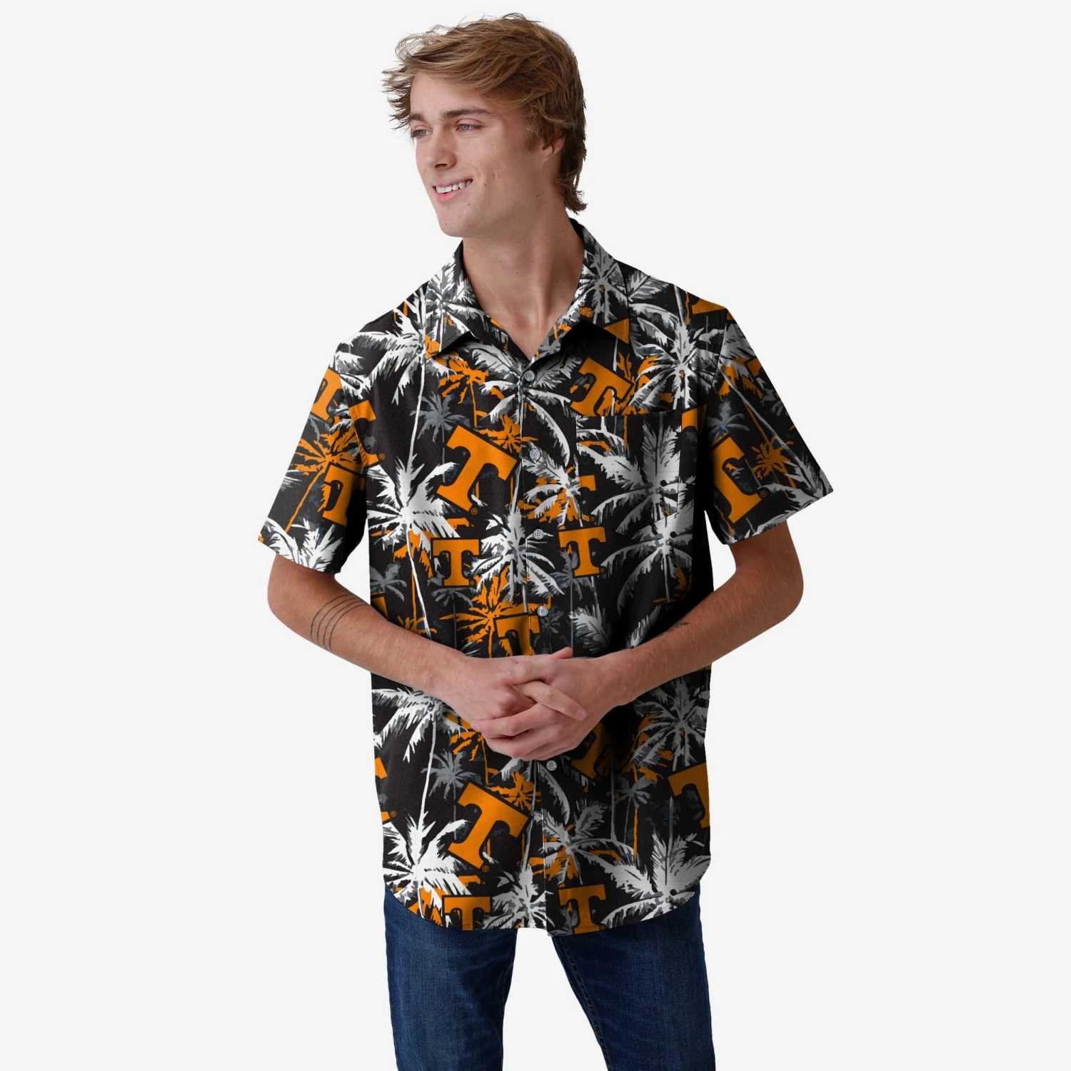 FOCO Tennessee Volunteers Black Floral Button Up Shirt 1 FOCO Tennessee Volunteers Black Floral Button Up Shirt