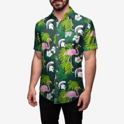 FOCO Michigan State Spartans Floral Button Up Shirt