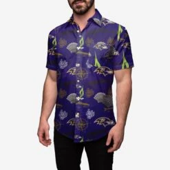 FOCO Baltimore Ravens Floral Button Up Shirt