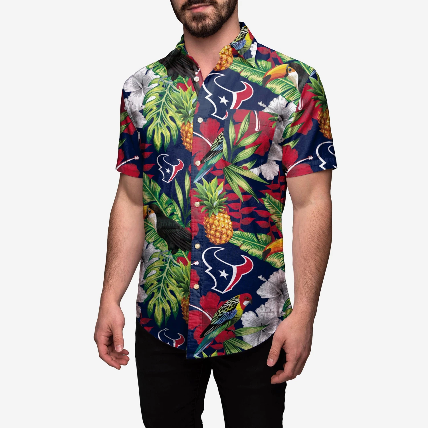 FOCO Houston Texans Floral Button Up Shirt 1 FOCO Houston Texans Floral Button Up Shirt