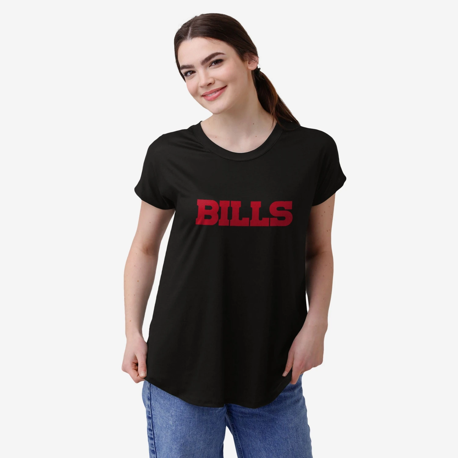 FOCO Buffalo Bills Womens Wordmark Black Tunic Top 1 FOCO Buffalo Bills Womens Wordmark Black Tunic Top