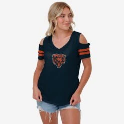 FOCO Chicago Bears Womens Cold Shoulder T-Shirt