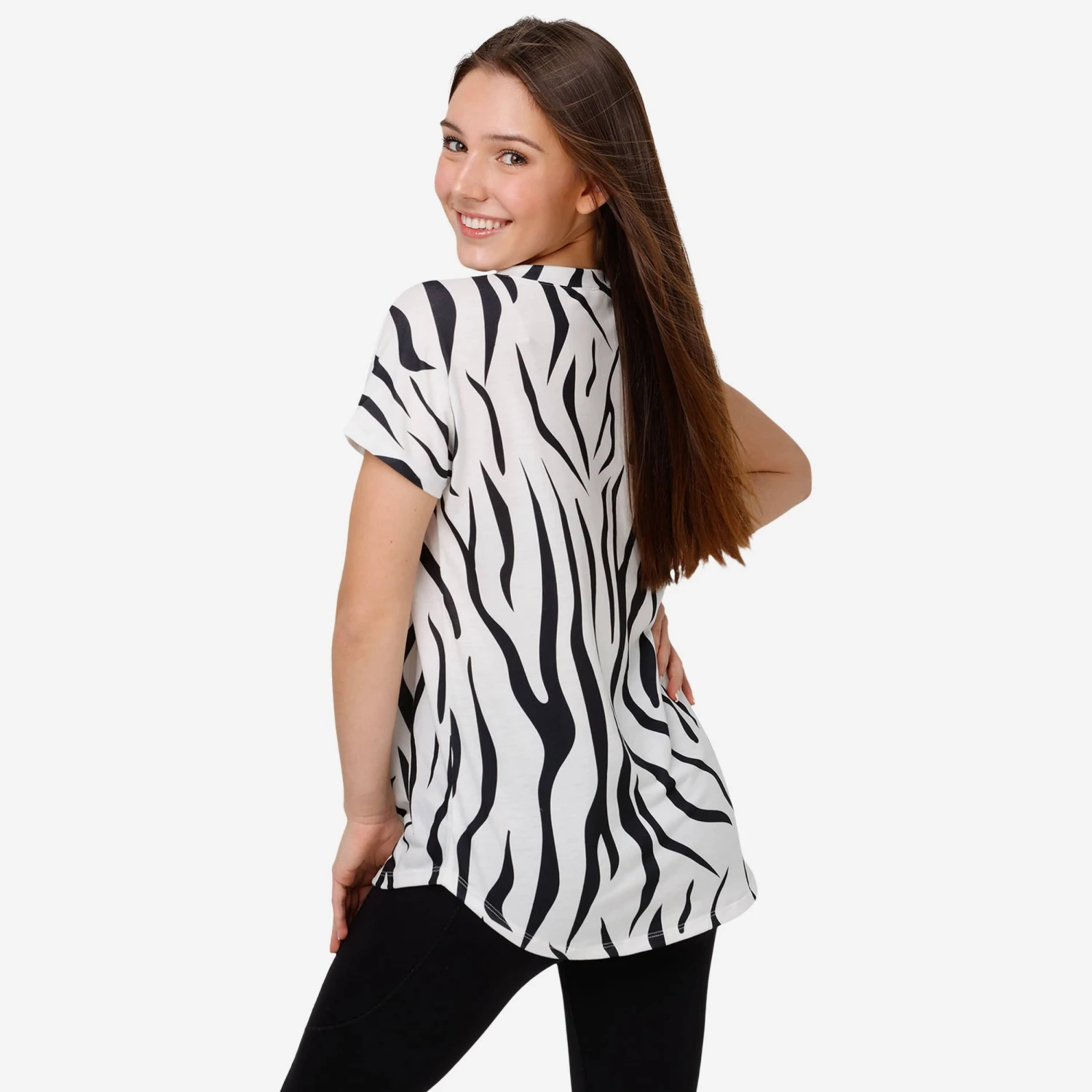 FOCO Cincinnati Bengals Womens White Stripe Wordmark Tunic 2 FOCO Cincinnati Bengals Womens White Stripe Wordmark Tunic - Image 2